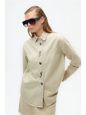 Nocturne Denim Shirt with Mermaid Buttons